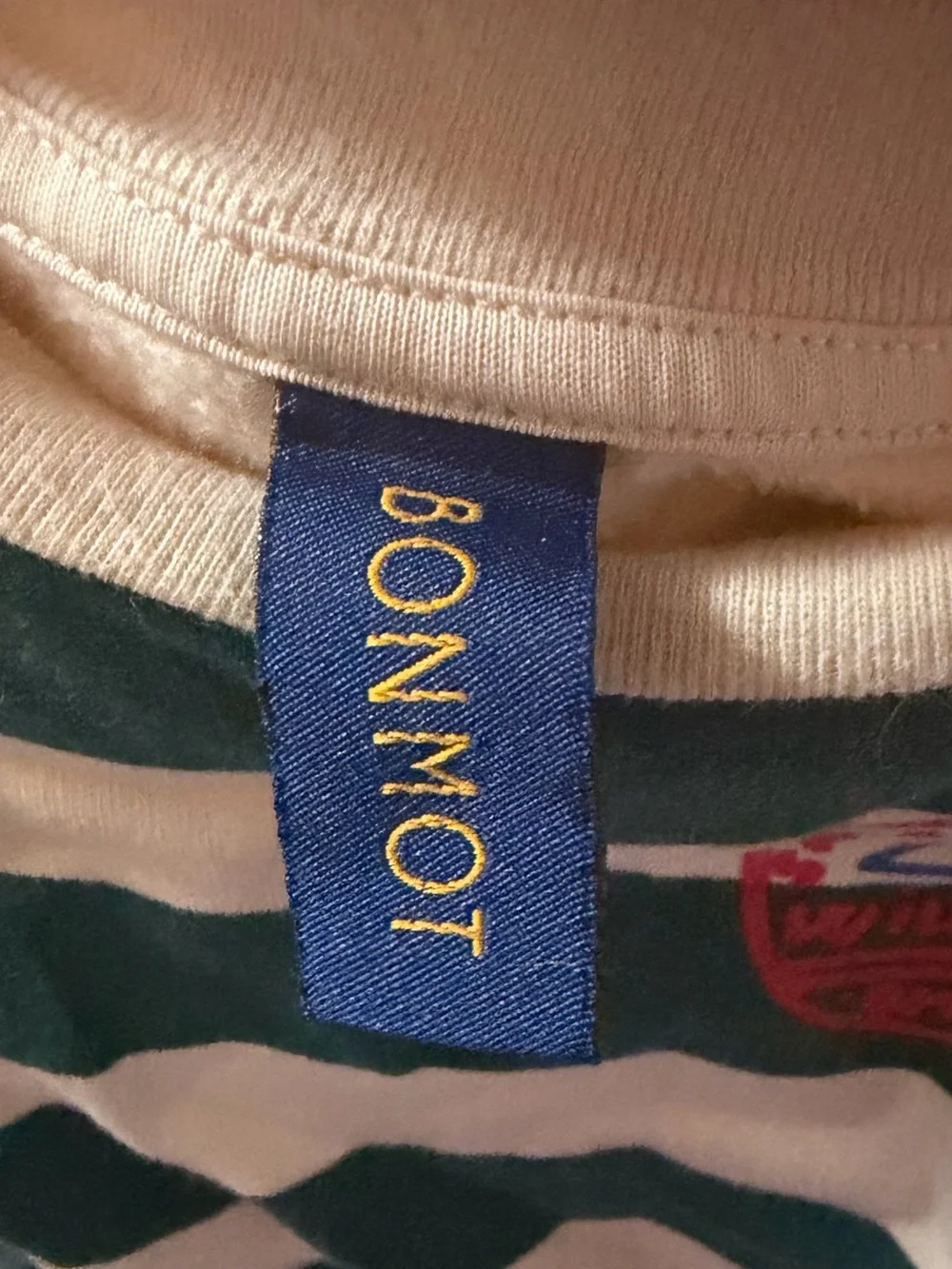 Bonmot Wilderness 100% Organic Striped Green & Cream Kids Sweatshirt